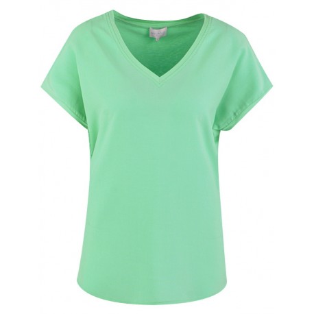 Blusen Shirt in Spring Green mit V-Ausschnitt - Milano Italy