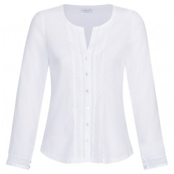 Bluse mit langem Arm in weiß gewebtem Voile - Waldorff