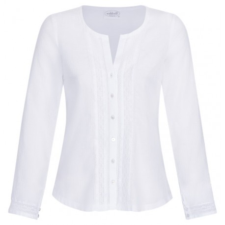 Bluse mit langem Arm in weiß gewebtem Voile - Waldorff