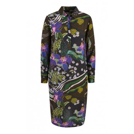 Hemdblusen Kleid in Black Print von Milano