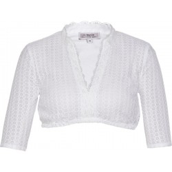 Dirndlbluse "Henriette-Linda" in weiß aus Spitze mit Stehkragen und Halbarm - Marjo
