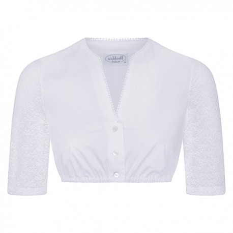 Dirndlbluse mit V-Ausschnitt und Spitzenarm von Waldorff
