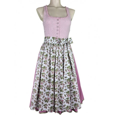 Dirndl "Koflersee" in rosé kariert mit Rosen von Hammerschmid, 70 cm