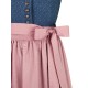 Dirndl "Zita" mit Stehkragen in rauchblau mit rosé Schürze - Wenger 70 cm