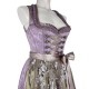 70 cm - Dirndl "Safina" in taupe und lila mit Schnürung und Spitzenschürze - Krüger