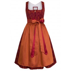 70 cm - Dirndl "Ekatarina" in orange mit bordeaux von Melega