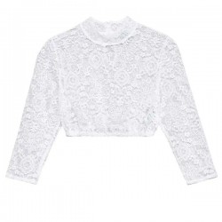 Hochgeschlossene Dirndlbluse "Babsi" in weiß mit 3/4 Arm von Hammerschmid