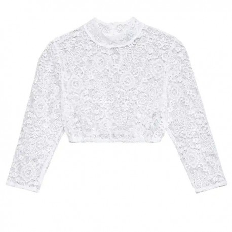 Hochgeschlossene Dirndlbluse "Babsi" in weiß mit 3/4 Arm von Hammerschmid
