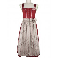 Dirndl "Britta" in tomate mit ecru von Turi, 70 cm