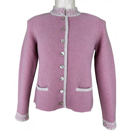 Astrifa - Strickjacke "Leonberg" in rosenholz mit Rückenfalte aus Merinowolle