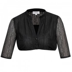 Dirndlbluse "Ilse-Linda" in schwarz aus Spitze mit Stehkragen und Halbarm - Marjo