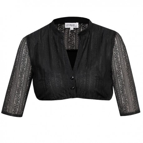 Dirndlbluse "Ilse-Linda" in schwarz aus Spitze mit Stehkragen und Halbarm - Marjo