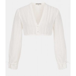 Dirndlbluse "Luci Striped Cotton White" - CocoVero