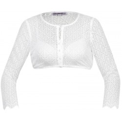 Hochgeschlossene Dirndlbluse "Hilda-Anita" in offwhite aus Spitze mit 7/8 Arm - Marjo