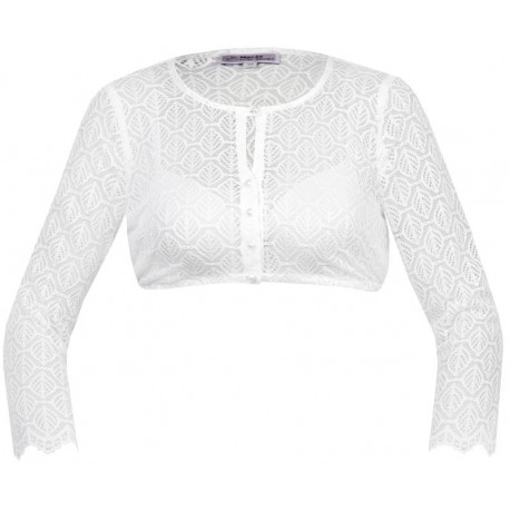 Hochgeschlossene Dirndlbluse "Hilda-Anita" in offwhite aus Spitze mit 7/8 Arm - Marjo