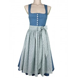 70 cm - Dirndl "Pillersee" in taubenblau mit aqua von Hammerschmid