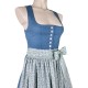 70 cm - Dirndl "Pillersee" in taubenblau mit aqua von Hammerschmid