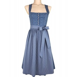 70 cm - Dirndl Herlinde in blau mit gestreifter Schürze von Wenger