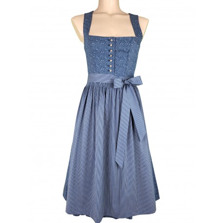 70 cm - Dirndl Herlinde in blau mit gestreifter Schürze von Wenger