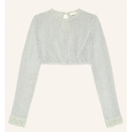 Spitzen Dirndlbluse Araceli in salbei mit langen Arm von Krüger
