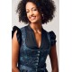 Dirndlbluse mit Flügelarm in schwarz - Waldorff
