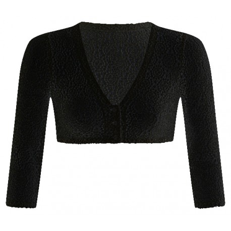 Spitzen Dirndlbluse in schwarz mit V-Ausschnitt und 3/4 Arm von Waldorff
