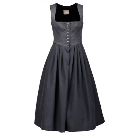 70 cm - Klassisches Dirndl in anthrazit zum Knöpfen - Berwin