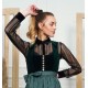 Dirndlbluse Luna mit Samtkragen in schwarz - Heimatglück