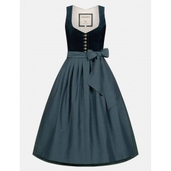 75 cm - Dirndl Janni Velvet Midnight Petrol mit Samtmieder in dunkelgrün von CocoVero