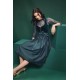 75 cm - Dirndl Janni Velvet Midnight Petrol mit Samtmieder in dunkelgrün von CocoVero
