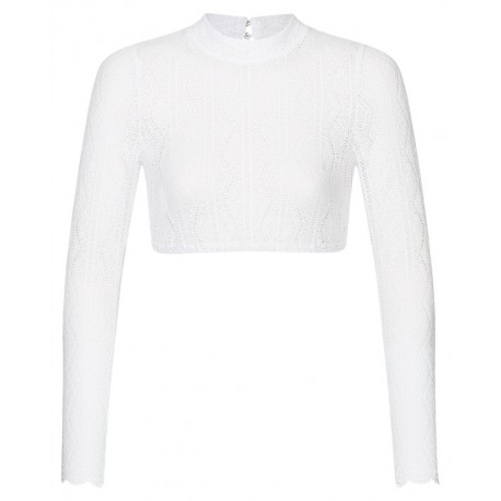 Spitzen Dirndlbluse Kelly in weiß mit langem Arm von Waldorff