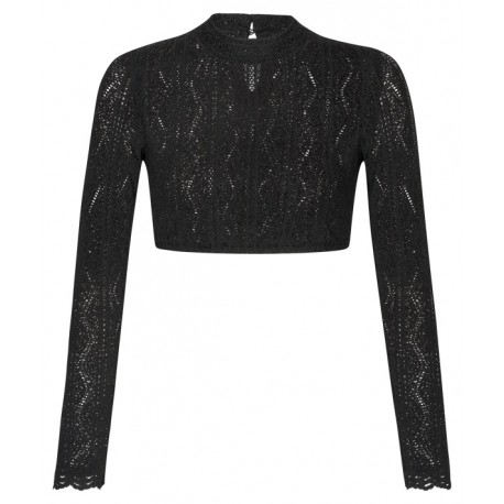 Spitzen Dirndlbluse Kelly in schwarz mit langem Arm von Waldorff