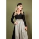 Schwarze Spitzenbluse Lana mit V-Ausschnitt und langem Arm in creme - Melega