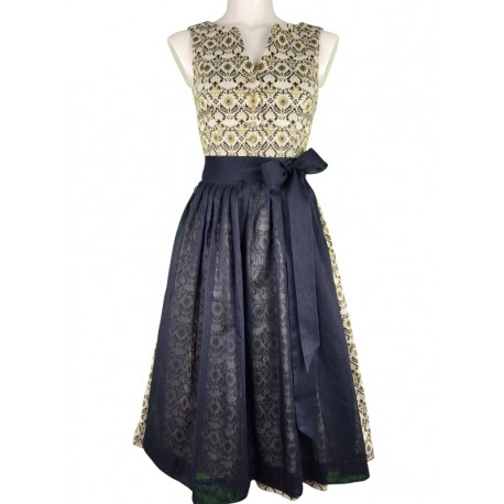 70 cm - Dirndl von Glanz & Zauber mit Stretch in sandgold mit schwarz