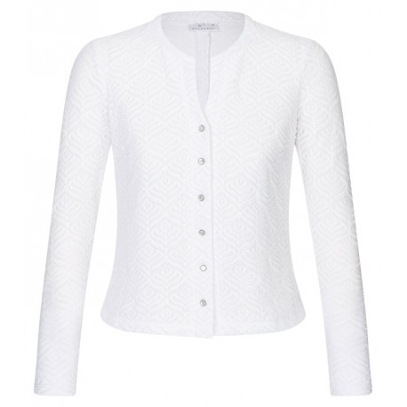 Bluse mit langem Arm in weißer Blätterspitze - Waldorff