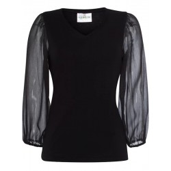 Shirt Paris schwarz mit langem Ballonarm - Wenger