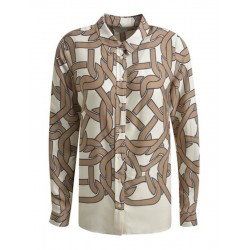 Bluse mit Hemdkragen in camel print - Milano Italy
