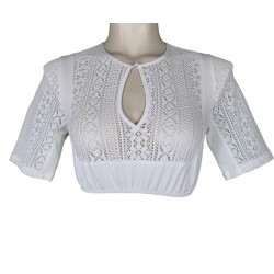 Dirndlbluse Irene mit Spitze und 1/2 Arm - Krüger