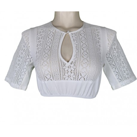 Dirndlbluse Irene mit Spitze und 1/2 Arm - Krüger