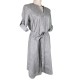 Leinen Kleid mit Pfoad in taupe - Waldorff