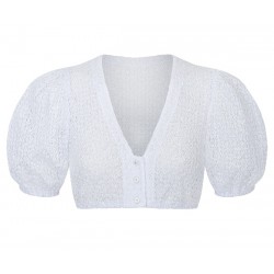 Spitzen Dirndlbluse Paula mit V-Auschnitt und Ballonarm - Waldorff