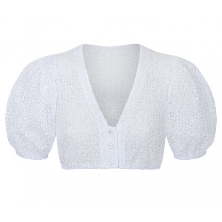 Spitzen Dirndlbluse Paula mit V-Auschnitt und Ballonarm - Waldorff
