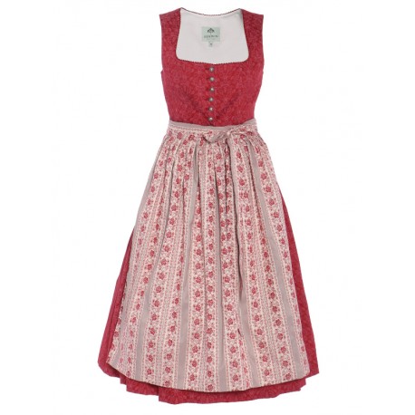 75 cm - Dirndl in kirschrot mit Rosen-Schürze - Berwin