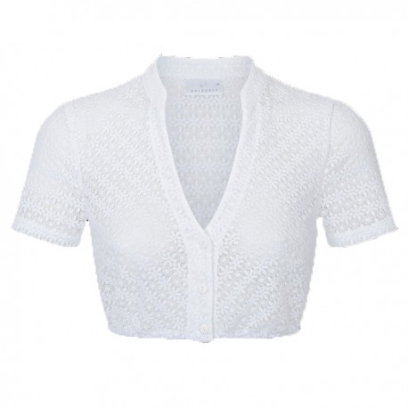 Spitzen Dirndlbluse mit Stehkragen und V-Ausschnitt - Waldorff