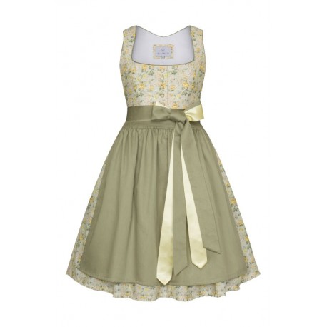 Alpenfee - Baumwoll Dirndl Mara mit gelbem Blumendruck - 70 cm