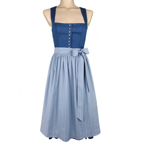 Wenger - Dirndl Herlinde in blau mit hellblauer Schürze von Wenger - 70 cm