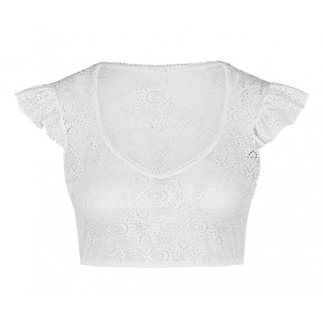 Nina von C. - Spitzen Dirndlbluse Laila mit Flügelarm champagner