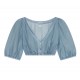 Hammerschmid - Dirndlbluse Eveline mit V-Ausschnitt in jeansblau