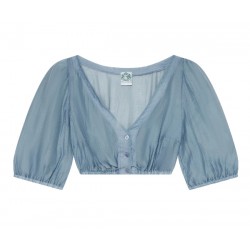 Hammerschmid - Dirndlbluse Eveline mit V-Ausschnitt in jeansblau