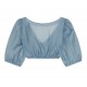 Hammerschmid - Dirndlbluse Eveline mit V-Ausschnitt in jeansblau